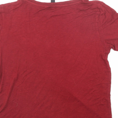 Divided by H&M Womens Red  Viscose Jersey T-Shirt Size XS Crew Neck