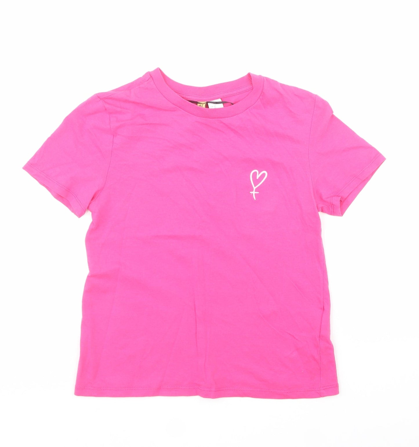 Divided by H&M Womens Pink  100% Cotton Cropped Polo Size XS Crew Neck