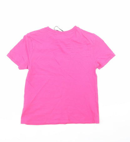 Divided by H&M Womens Pink  100% Cotton Cropped Polo Size XS Crew Neck