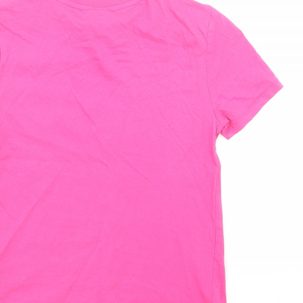 Divided by H&M Womens Pink  100% Cotton Cropped Polo Size XS Crew Neck