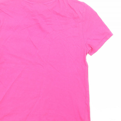 Divided by H&M Womens Pink  100% Cotton Cropped Polo Size XS Crew Neck