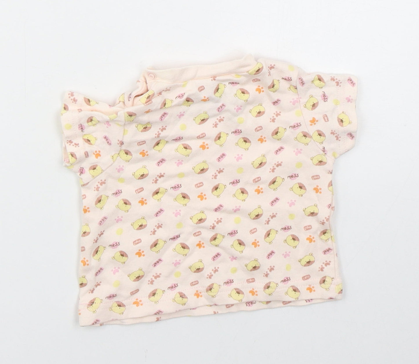 Rockababy Girls Pink  Cotton Basic T-Shirt Size 3-6 Months Crew Neck Pullover - Bear Mess