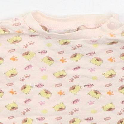 Rockababy Girls Pink  Cotton Basic T-Shirt Size 3-6 Months Crew Neck Pullover - Bear Mess