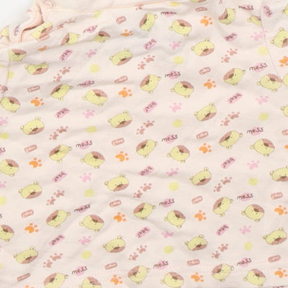 Rockababy Girls Pink  Cotton Basic T-Shirt Size 3-6 Months Crew Neck Pullover - Bear Mess