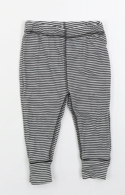Gerber Girls Black Striped Cotton Capri Leggings Size 6-9 Months
