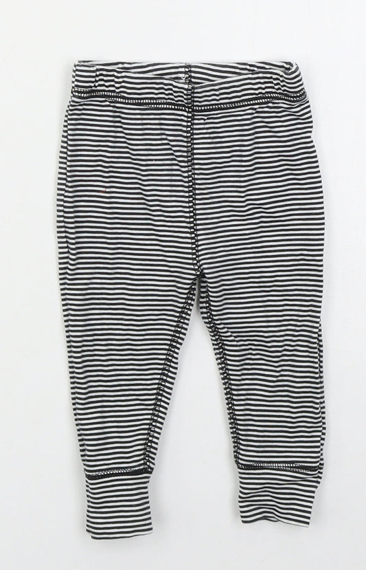 Gerber Girls Black Striped Cotton Capri Leggings Size 6-9 Months