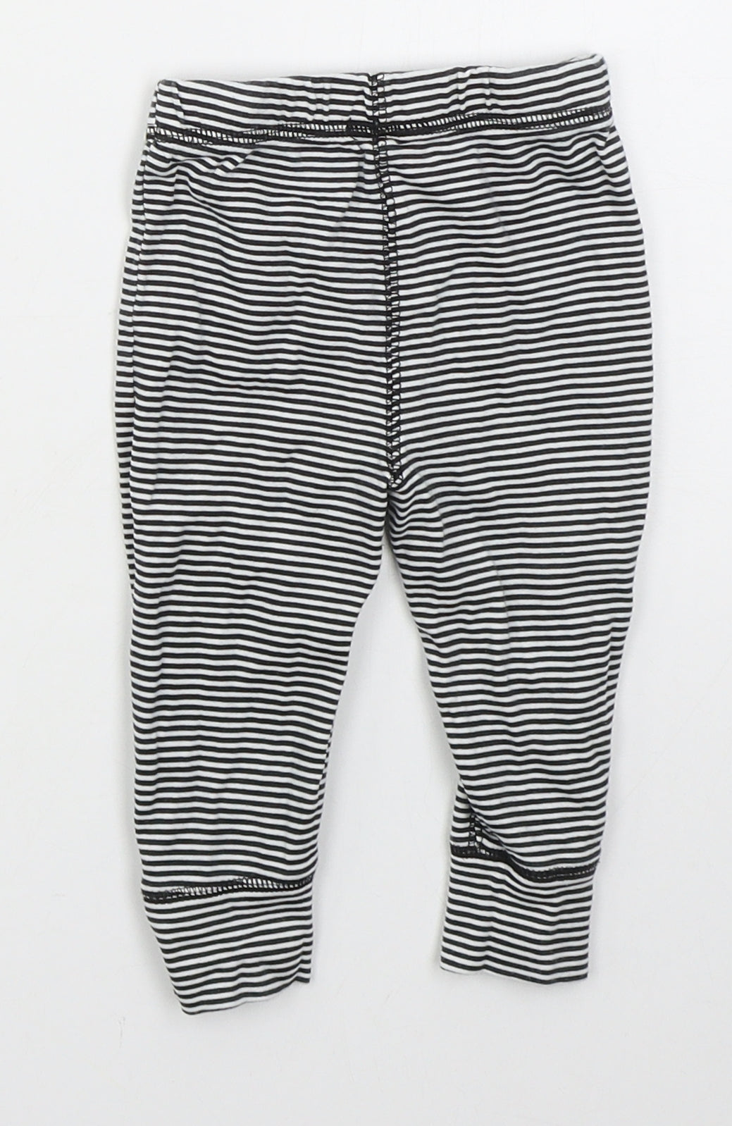 Gerber Girls Black Striped Cotton Capri Leggings Size 6-9 Months
