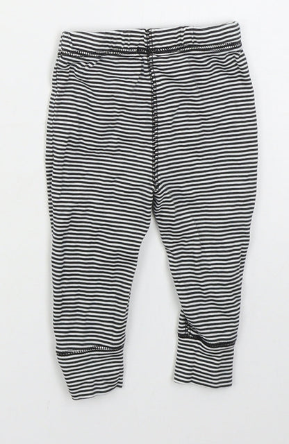 Gerber Girls Black Striped Cotton Capri Leggings Size 6-9 Months