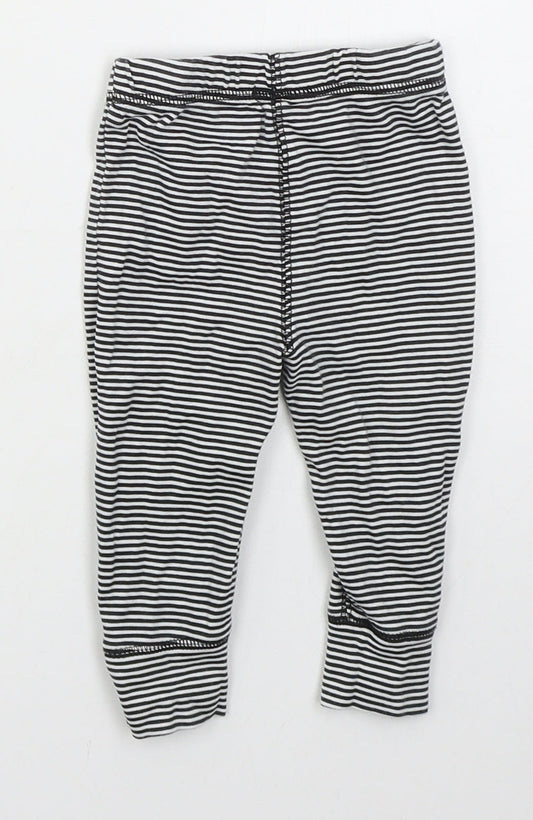 Gerber Girls Black Striped Cotton Capri Leggings Size 6-9 Months