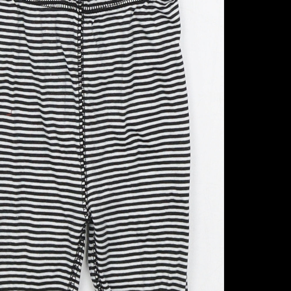 Gerber Girls Black Striped Cotton Capri Leggings Size 6-9 Months