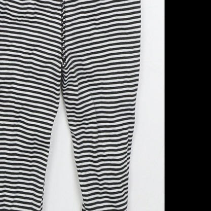 Gerber Girls Black Striped Cotton Capri Leggings Size 6-9 Months