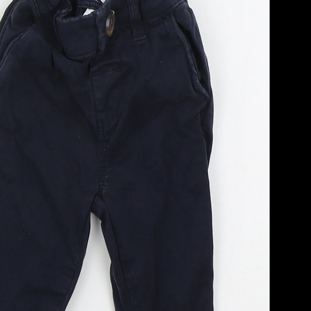 NEXT Boys Blue  Cotton Capri Trousers Size 6-9 Months  Button