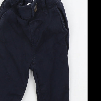 NEXT Boys Blue  Cotton Capri Trousers Size 6-9 Months  Button