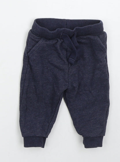 Fred & Flo Boys Blue  Cotton Sweatpants Trousers Size 3-6 Months  Drawstring