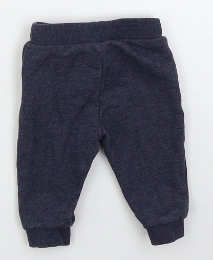 Fred & Flo Boys Blue  Cotton Sweatpants Trousers Size 3-6 Months  Drawstring