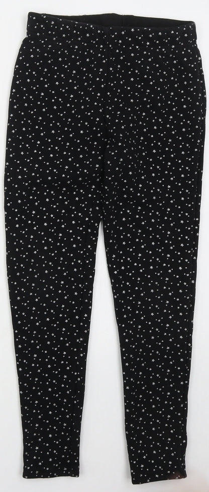 Dunnes Girls Black  Cotton Sweatpants Trousers Size 11 Years  Regular  - Stars