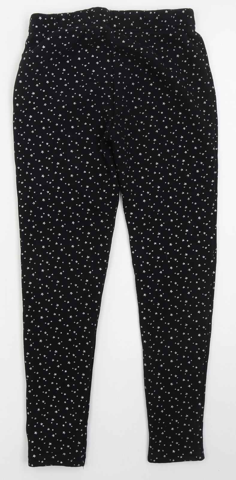 Dunnes Girls Black  Cotton Sweatpants Trousers Size 11 Years  Regular  - Stars