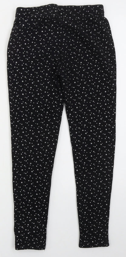 Dunnes Girls Black  Cotton Sweatpants Trousers Size 11 Years  Regular  - Stars