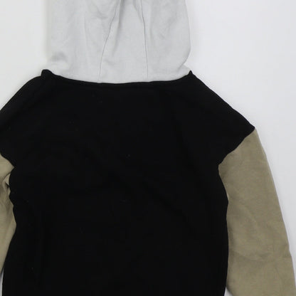 Primark Boys Black Colourblock Cotton Pullover Hoodie Size 6-7 Years  Pullover - Dude