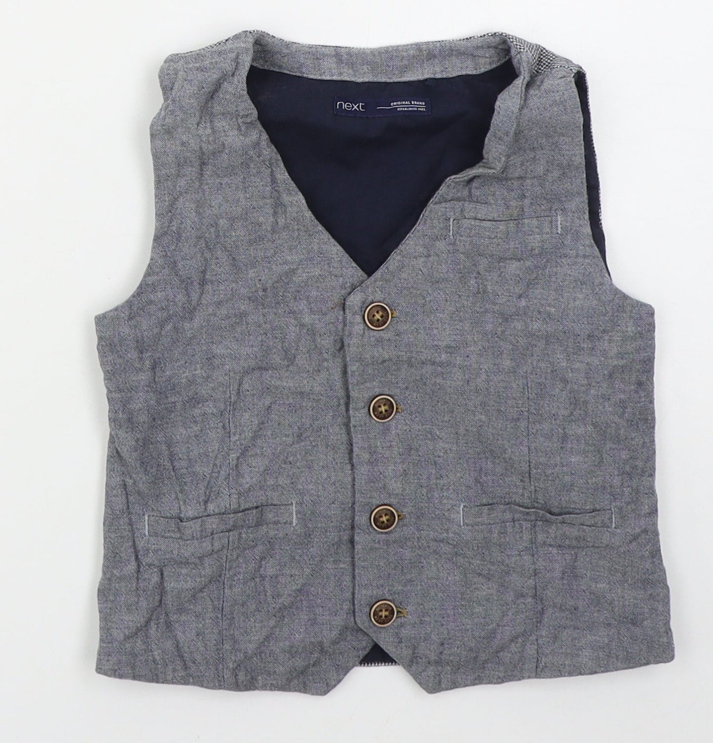 NEXT Boys Blue   Jacket Waistcoat Size 4-5 Years  Button