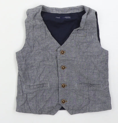 NEXT Boys Blue   Jacket Waistcoat Size 4-5 Years  Button