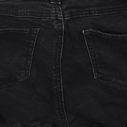 Denim Co Womens Black  Cotton Hot Pants Shorts Size 6  Regular Button - Distressed Look