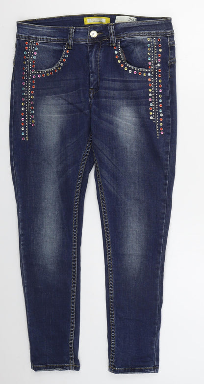 R Display Womens Blue  Cotton Skinny Jeans Size 29 in L26 in Regular Buckle