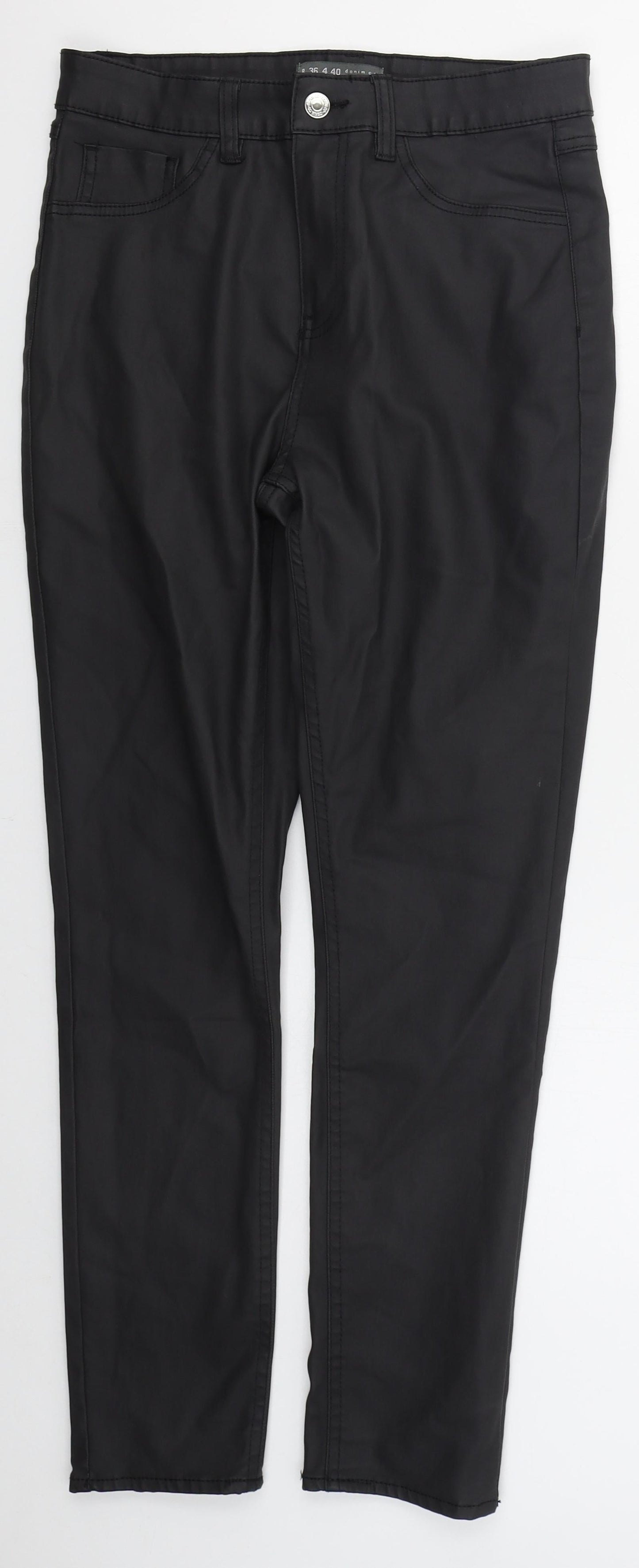 Denim Co Womens Black  Cotton Trousers  Size 8 L28 in Regular Button