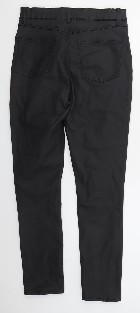 Denim Co Womens Black  Cotton Trousers  Size 8 L28 in Regular Button