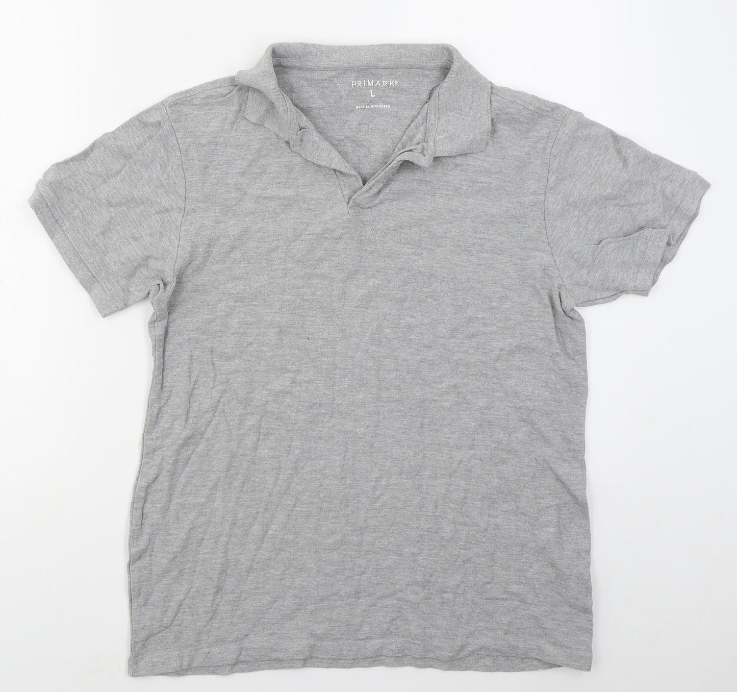 Primark Mens Grey  Cotton  Polo Size L Collared Pullover
