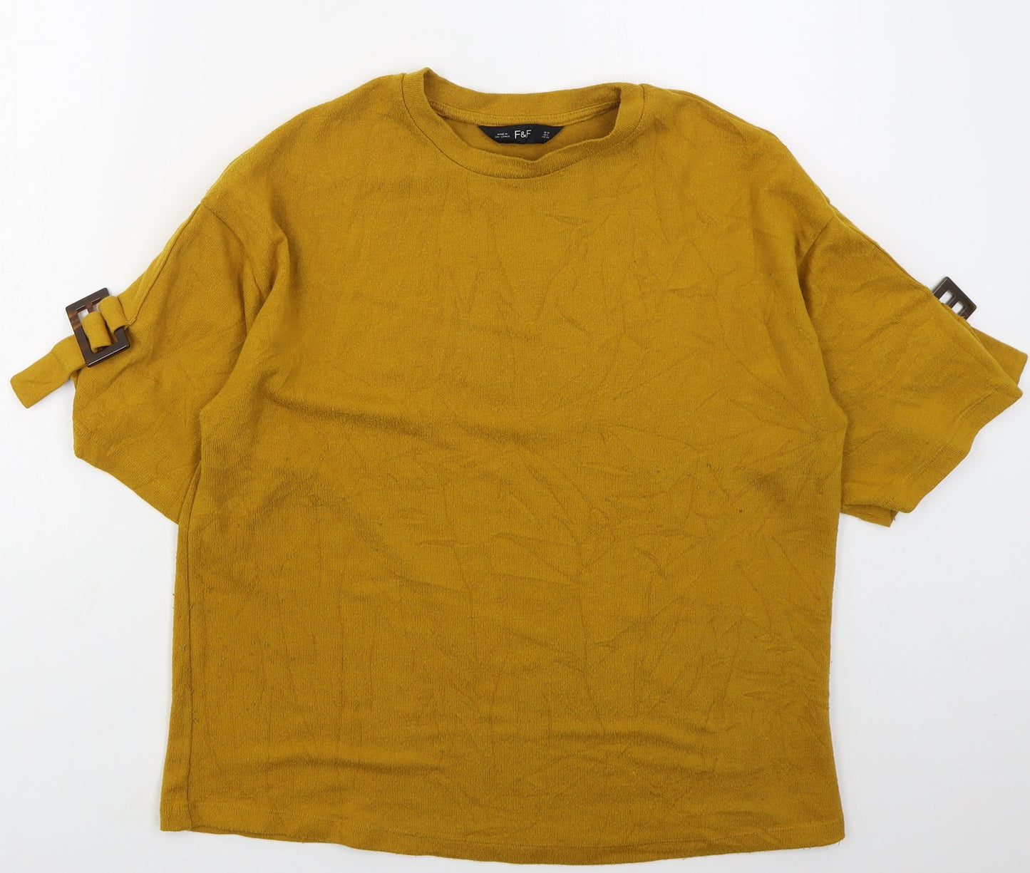 F&F Womens Beige Crew Neck  Polyester Pullover Jumper Size 10