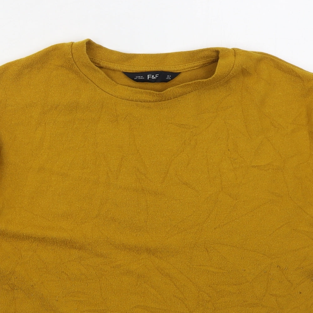 F&F Womens Beige Crew Neck  Polyester Pullover Jumper Size 10