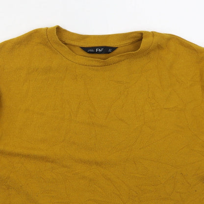 F&F Womens Beige Crew Neck  Polyester Pullover Jumper Size 10