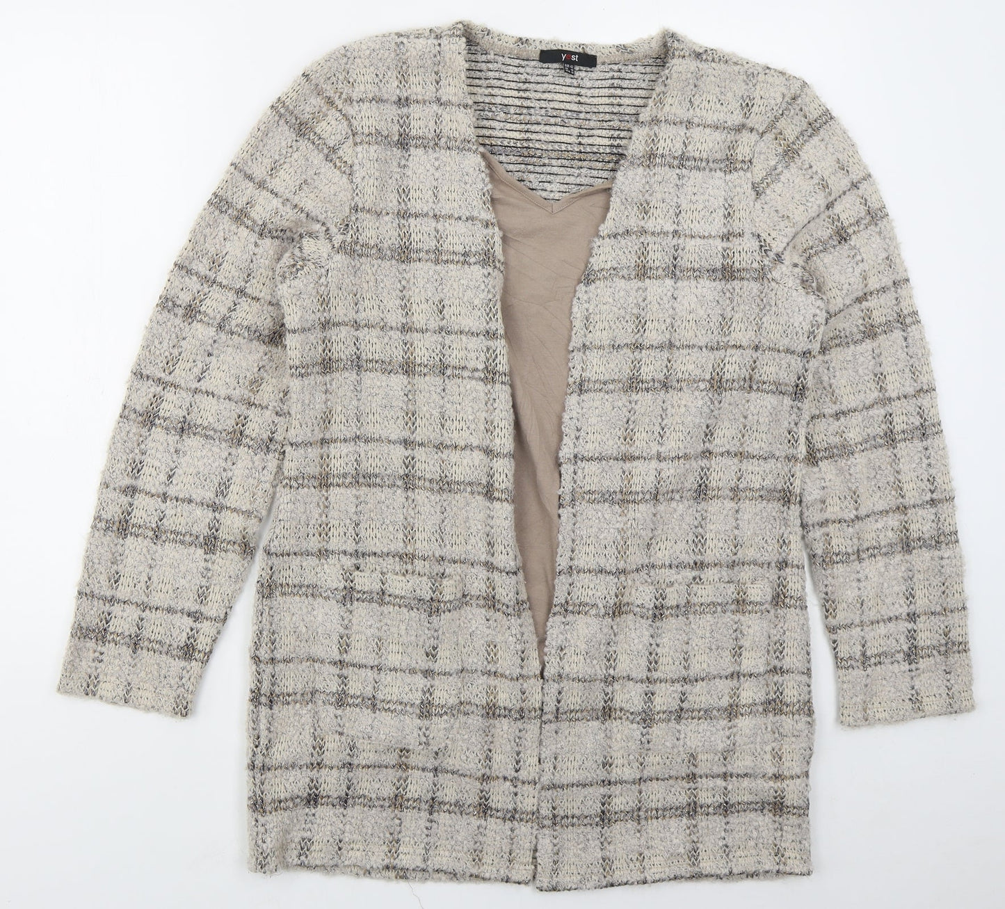 Womens UK Size 14 Yest Beige Cardigan Jumper