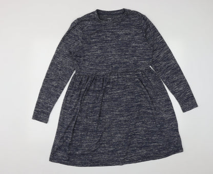 Studio Womens Blue  Polyester Fit & Flare  Size 8  Round Neck