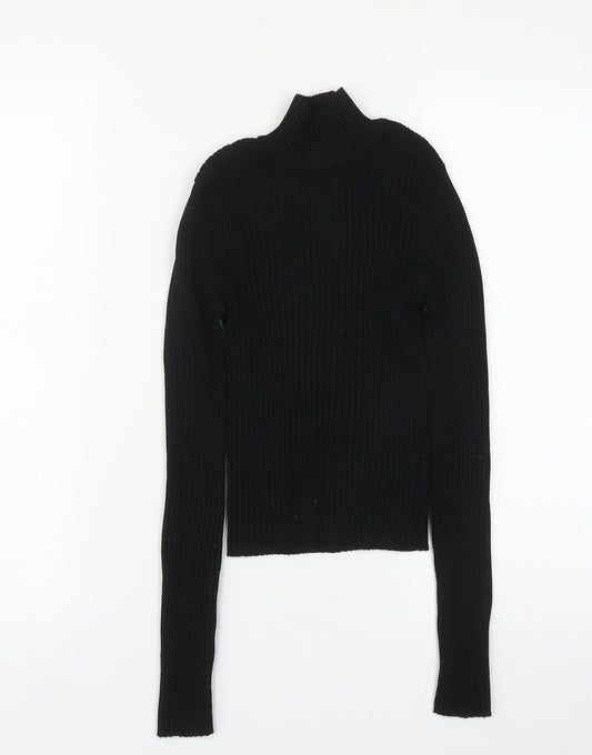 Stradivarius Womens Black High Neck  Viscose Pullover Jumper Size S