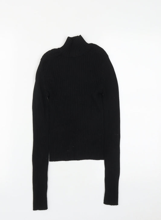 Stradivarius Womens Black High Neck  Viscose Pullover Jumper Size S