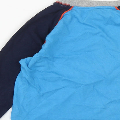 Dunnes Stores Boys Blue  Cotton Basic Casual Size 6-7 Years Round Neck  - Dog Print