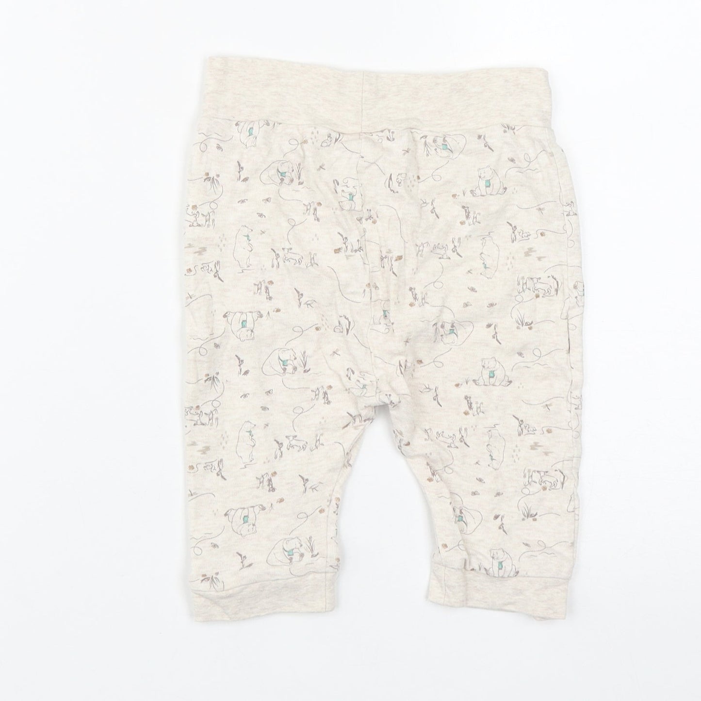 Jainco Baby Beige Geometric Cotton Jogger Trousers Size 12-18 Months