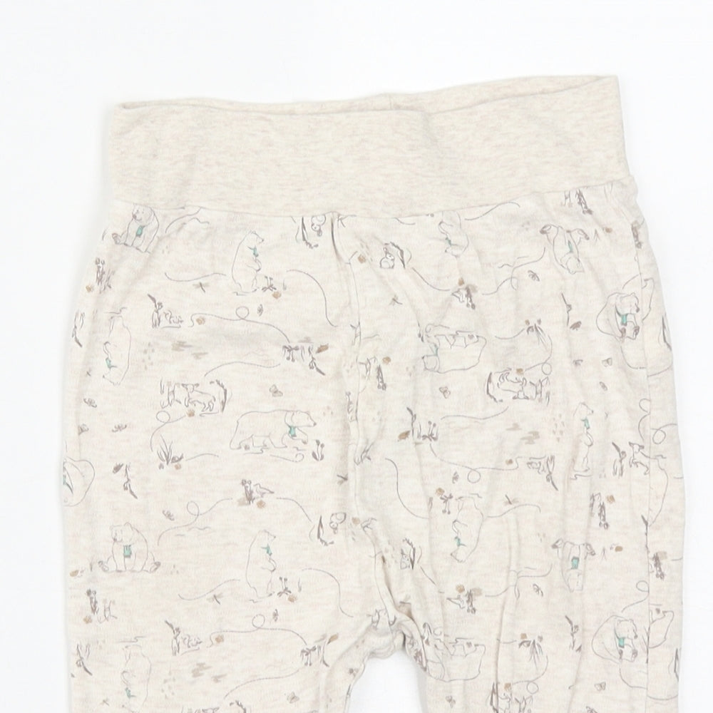 Jainco Baby Beige Geometric Cotton Jogger Trousers Size 12-18 Months