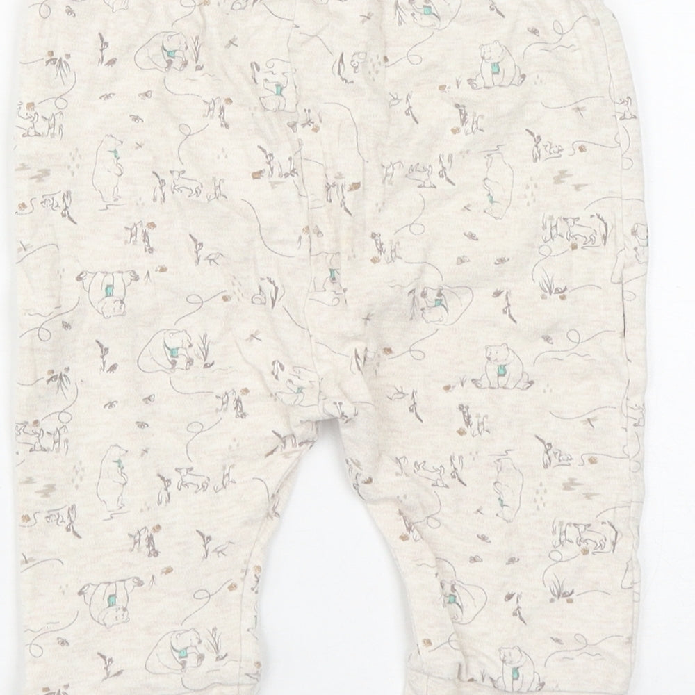 Jainco Baby Beige Geometric Cotton Jogger Trousers Size 12-18 Months