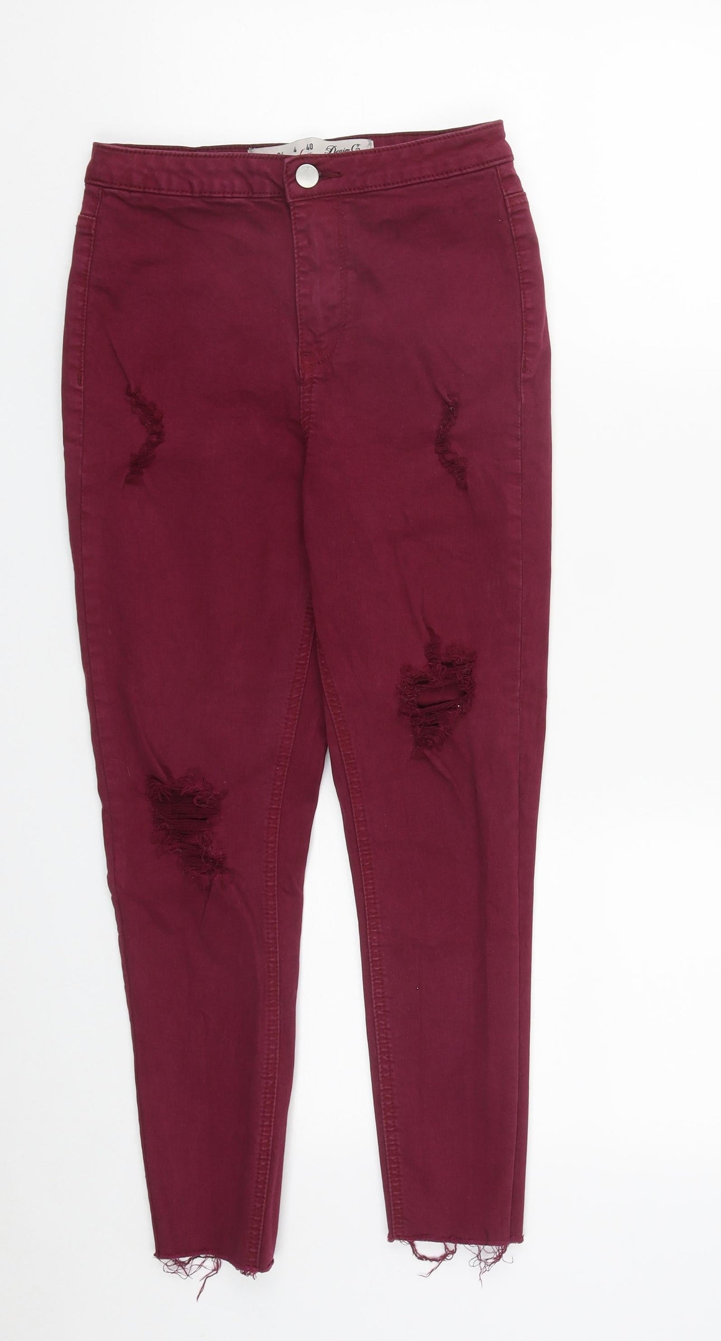 Primark Womens Red  Cotton Straight Jeans Size 8 L25 in Regular Zip