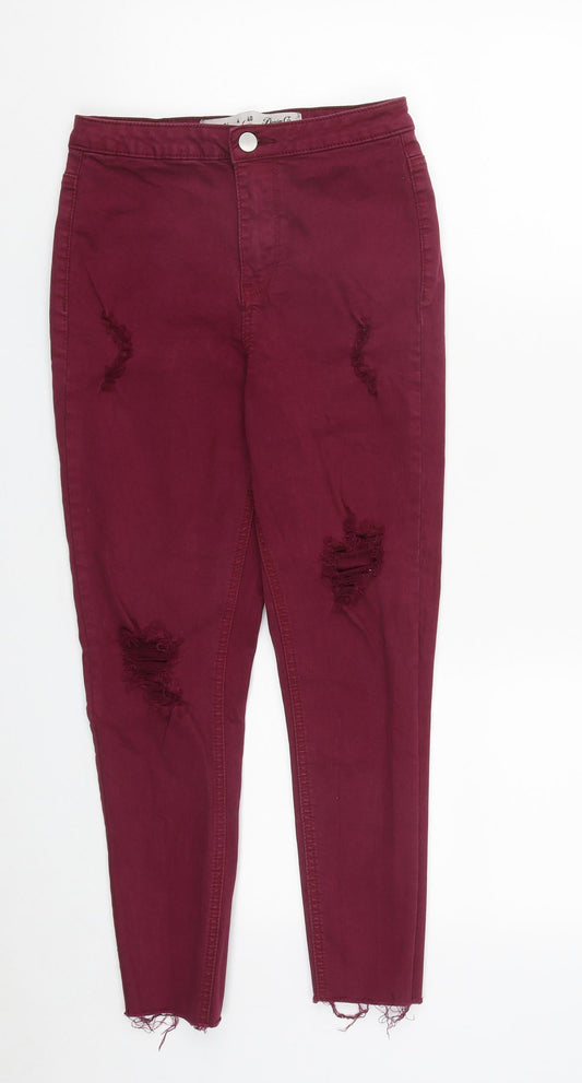 Primark Womens Red  Cotton Straight Jeans Size 8 L25 in Regular Zip
