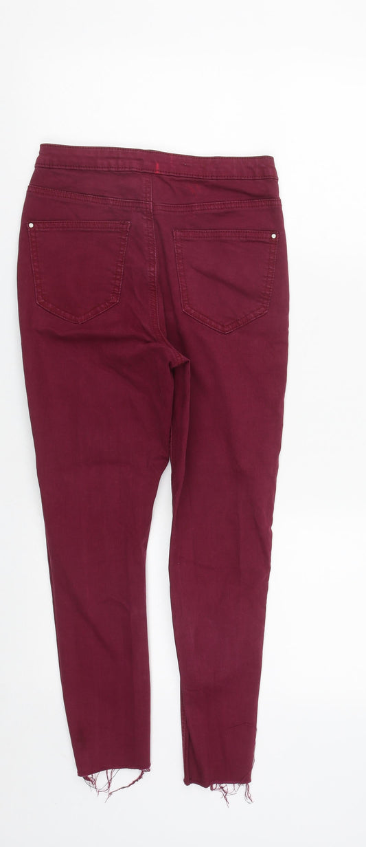 Primark Womens Red  Cotton Straight Jeans Size 8 L25 in Regular Zip