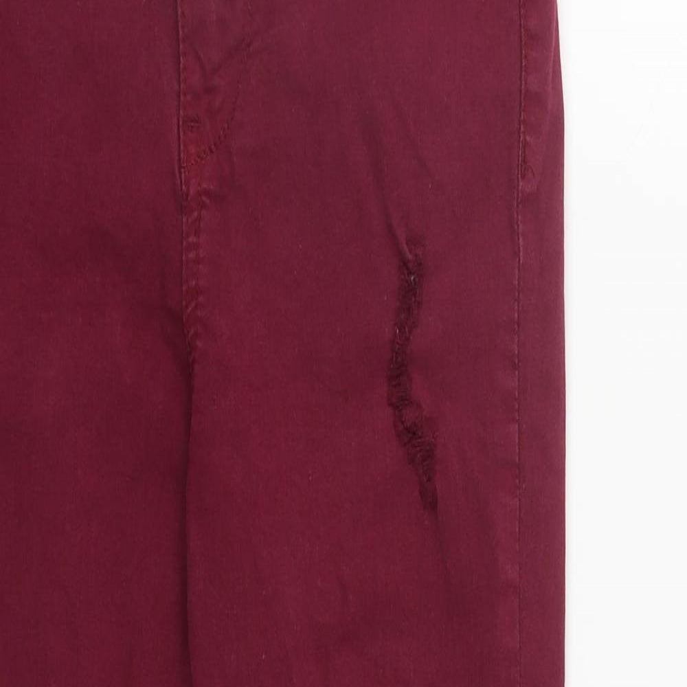 Primark Womens Red  Cotton Straight Jeans Size 8 L25 in Regular Zip
