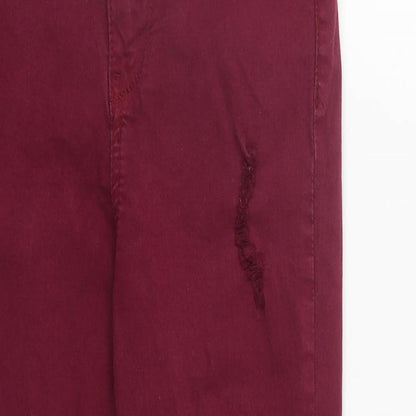 Primark Womens Red  Cotton Straight Jeans Size 8 L25 in Regular Zip
