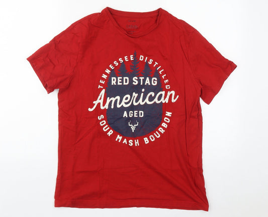 George Mens Red  Cotton  T-Shirt Size M Round Neck