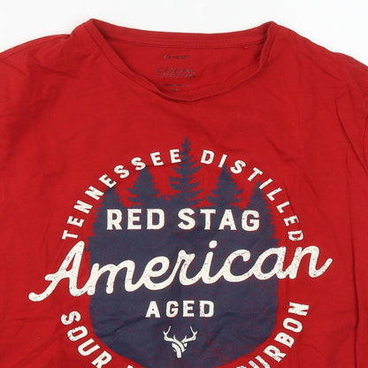 George Mens Red  Cotton  T-Shirt Size M Round Neck