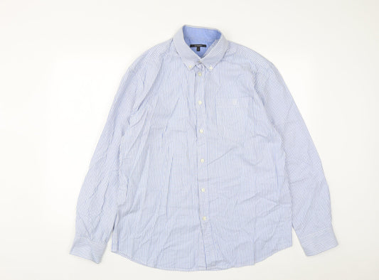 Mens UK Size L Dunnes Blue  Button-Up Long Sleeve Casual Shirt