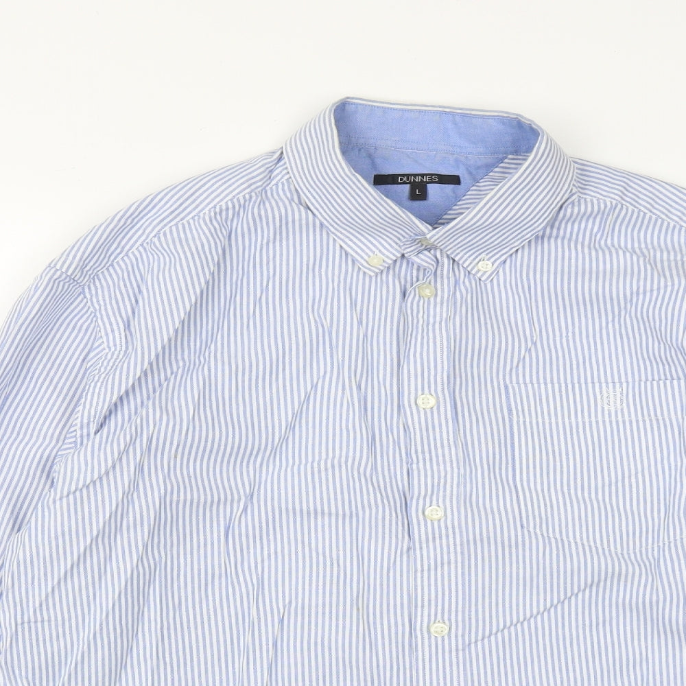 Mens UK Size L Dunnes Blue  Button-Up Long Sleeve Casual Shirt
